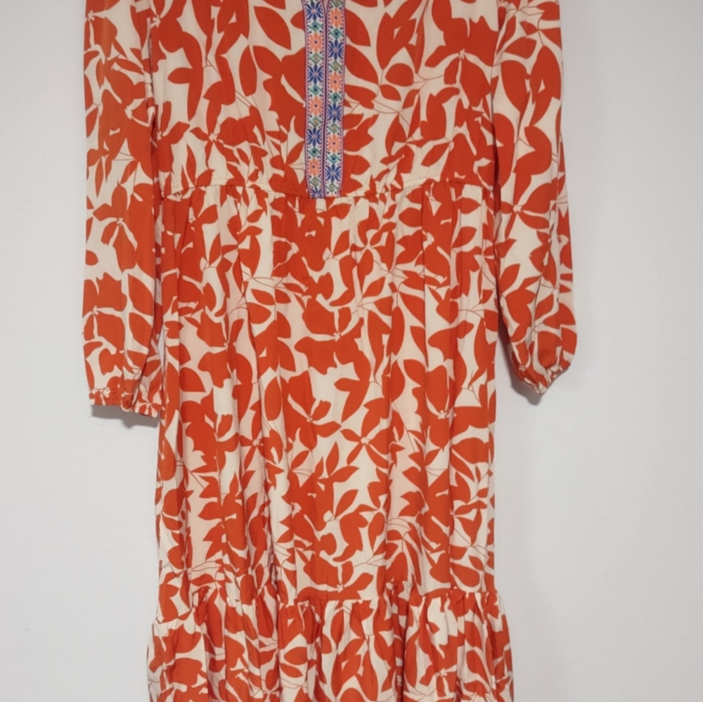 Rustty Dusty Printed Notched‎ Long Sleeve Maxi Dress Size 1XL - Picture 10 of 14